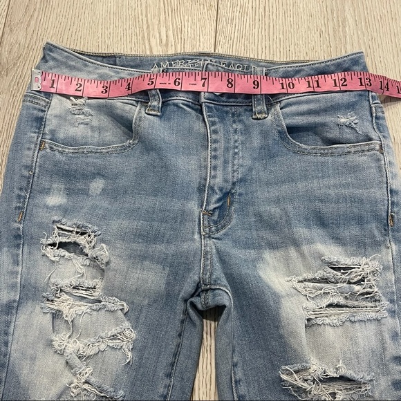 AMERICAN EAGLE Denim Hi-Rise Jeggings Distressed - Picture 3 of 10